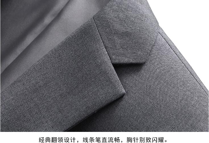 酒店經理男士兩粒扣灰色工服定做領型細節圖
