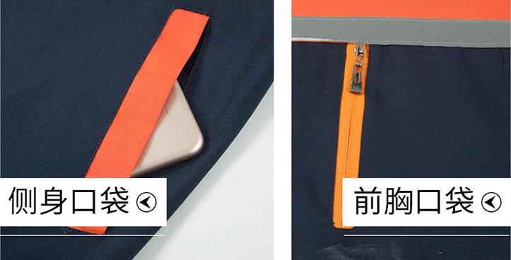 春秋拼色純棉長袖工作服口袋細節(jié)圖