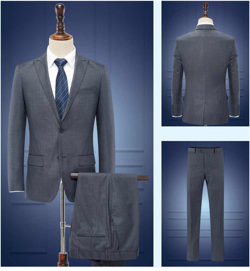 灰色后開(kāi)叉兩粒扣職業(yè)裝款式圖